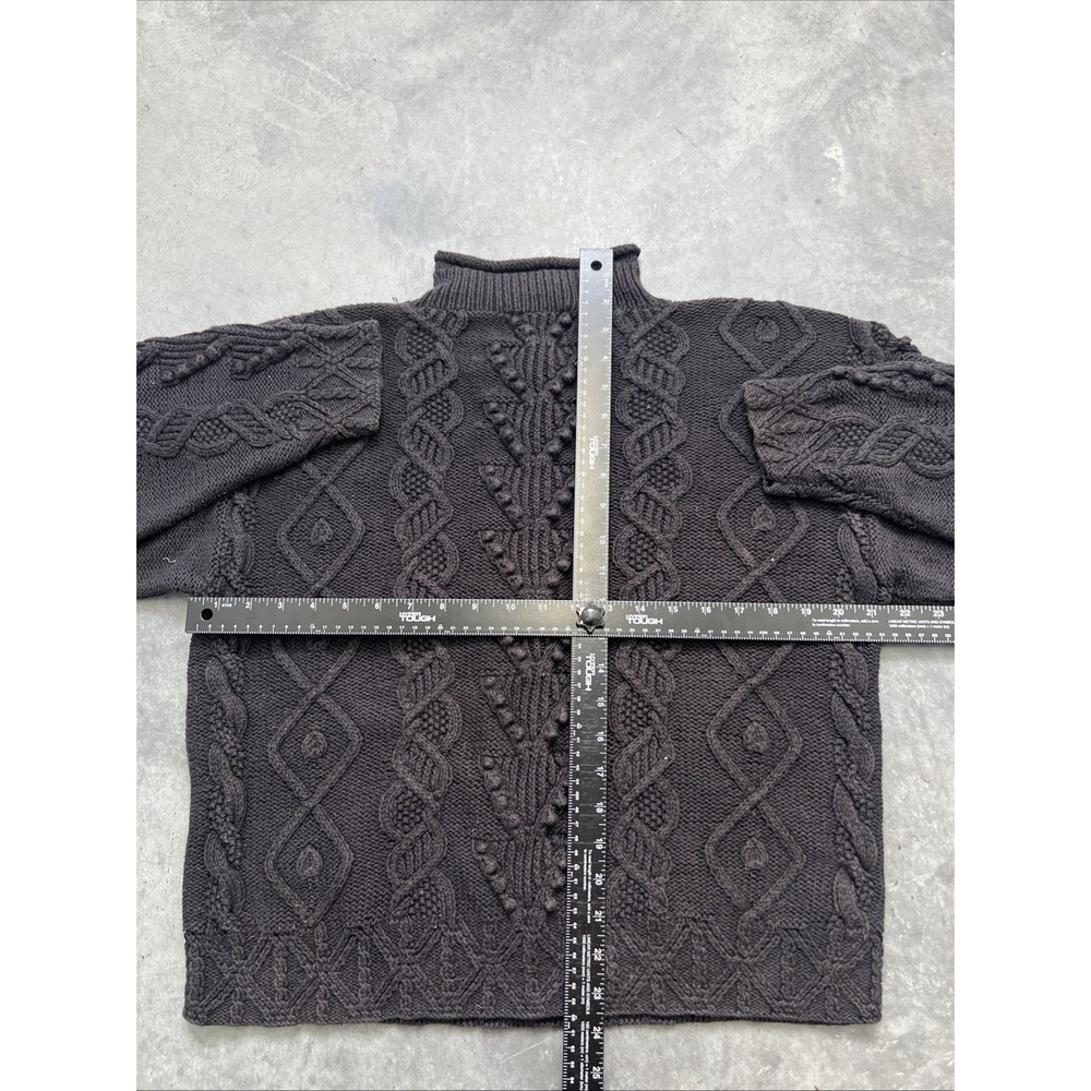 Vintage Twist Thick Knit Black  L.L.BEAN Black Knit Sweater Women  large sku328 - Picture 6 of 7